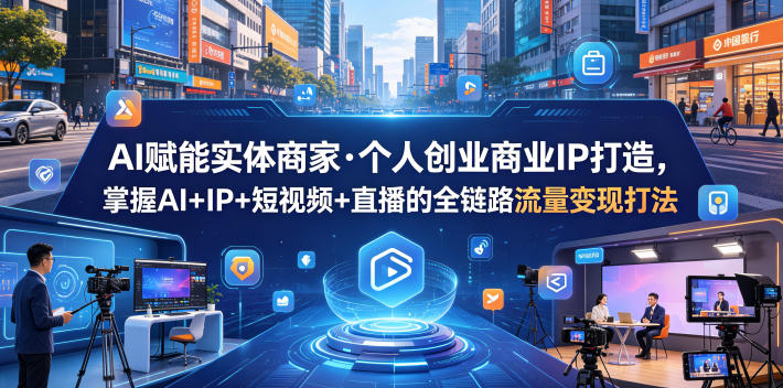 AI赋能实体商家·个人创业商业IP打造，掌握AI+IP+短视频+直播的全链路流量变现打法-智云网