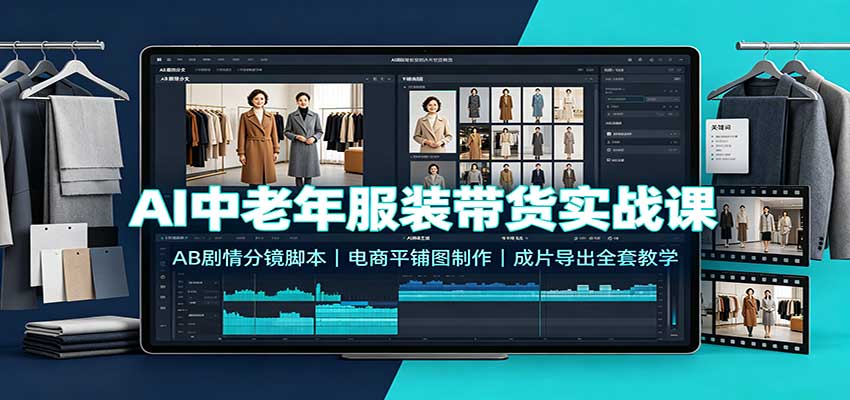 AI中老年服装带货实战课:AB剧情分镜脚本,电商平铺图制作,成片导出全套教学-智云网