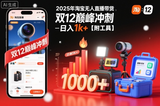 2025年淘宝无人直播带货,冲刺双12,日入1k+【附工具】【揭秘】-智云网