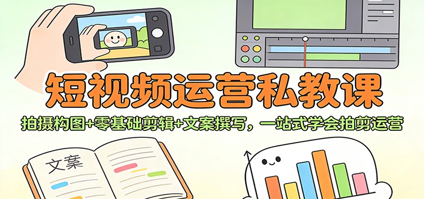 图片[1]-短视频运营私教课：拍摄构图+零基础剪辑 +文案撰写，一站式学会拍剪运营-智云网