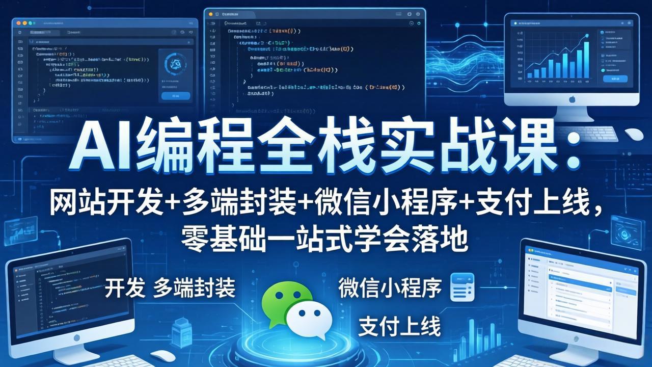 AI编程全栈实战课：网站开发+多端封装+微信小程序+支付上线，零基础一站式学会落地-智云网