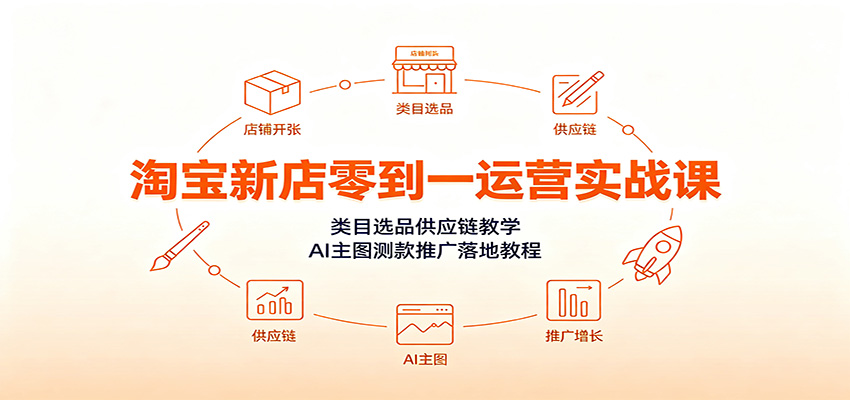 淘宝新店零到一运营实战课：类目选品供应链教学，AI主图测款推广落地教程-智云网