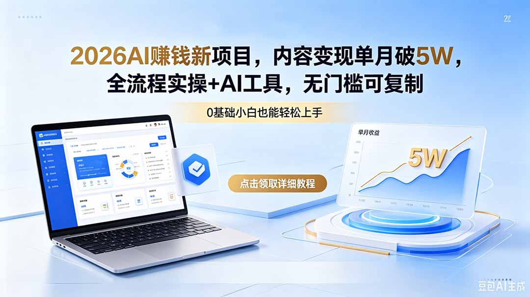 2026AI赚钱新项目，内容变现单月破5W，全流程实操+AI工具，无门槛可复制-智云网