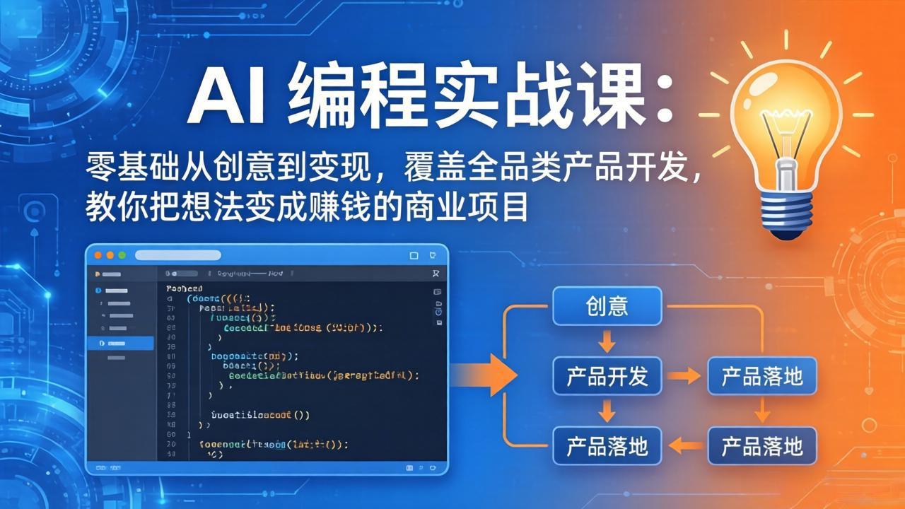 AI编程实战课-第三期-5月9更新：零基础从创意到变现，覆盖全品类产品开发，把想法变成赚钱项目-智云网