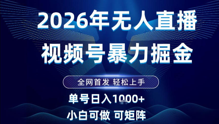 2026最新视频号无人直播掘金,全网首发,小白可以玩,长期稳定日入1k+【揭秘】-智云网