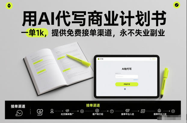用AI代写商业计划书,一单1k,提供免费接单渠道,永不失业副业-智云网