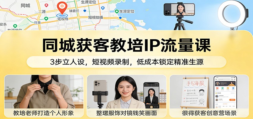 图片[1]-同城获客教培IP流量课：3步立人设，短视频录制，低成本锁定精准生源-智云网