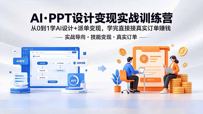 AI·PPT设计变现实战训练营,从0到1学AI设计+派单变现,学完直接接真实订单赚钱-智云网