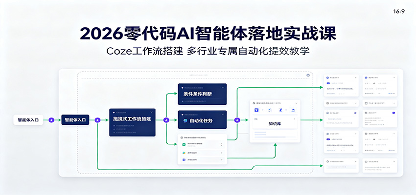 2026零代码AI智能体落地实战课：Coze工作流搭建，多行业专属自动化提效教学-智云网
