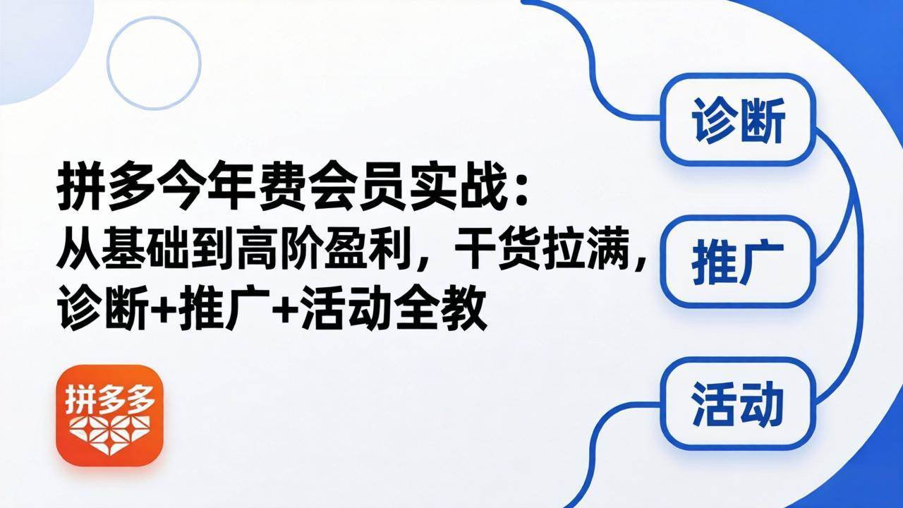 (18273期)拼多多年费会员实战(更新26年4月30):从基础到高阶盈利,干货拉满,诊断+推广+活动全教 (18273期)拼多多年费会员实战(更新26年4月30):从基础到高阶盈利,干货拉满,诊断+推广+活动全教