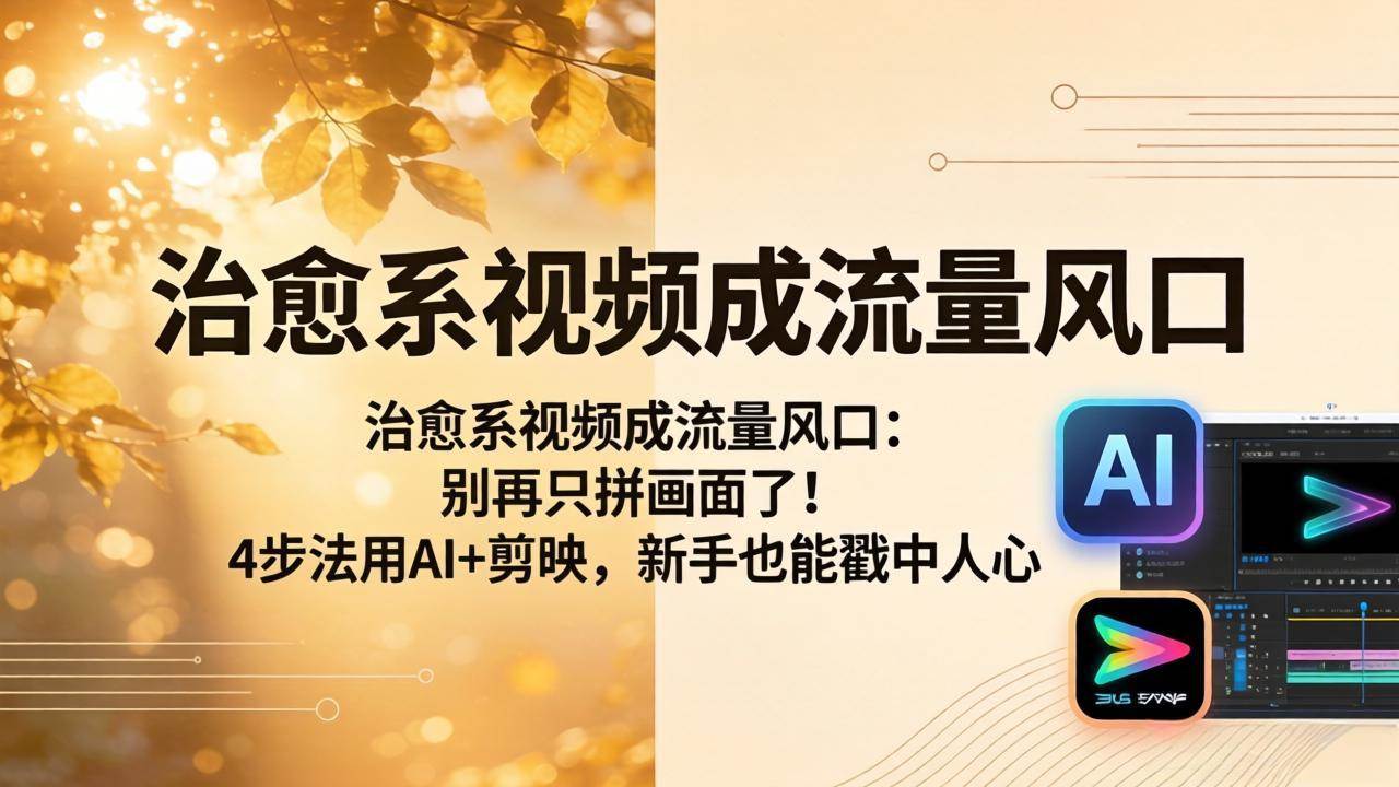 (18219期)治愈系视频成流量风口:别再只拼画面了!4步法用AI+剪映,新手也能戳中人心-智云网