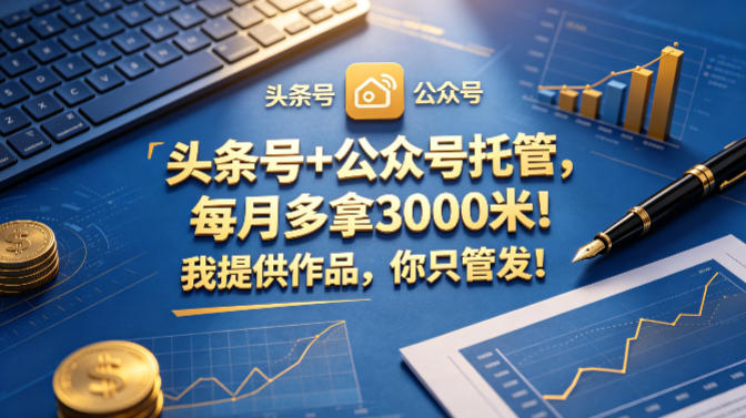 头条号+公众号托管,每月多拿3000米!我提供作品,你只管发!【揭秘】 头条号+公众号托管,每月多拿3000米!我提供作品,你只管发!【揭秘】