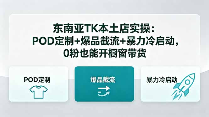 东南亚TK本土店实操-5月更新：POD定制+爆品截流+暴力冷启动，0粉也能开橱窗带货-智云网