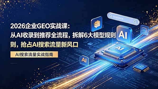 2026 企业GEO实战课：从AI收录到推荐全流程，拆解6大模型规则，抢占 AI 搜索流量新风口-智云网