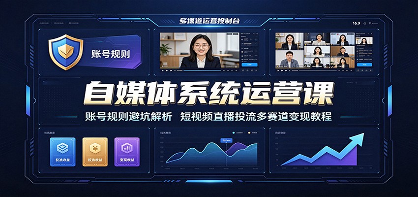 自媒体系统运营课：账号规则避坑解析，短视频直播投流多赛道变现教程-智云网