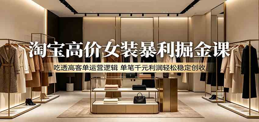 淘宝高价女装暴利掘金课：吃透高客单运营逻辑，单笔千元利润轻松稳定创收-智云网