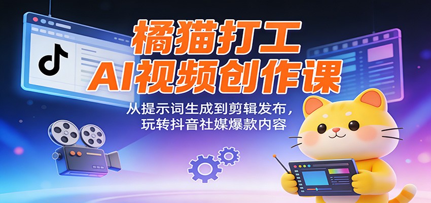 图片[1]-橘猫打工AI视频创作课：从提示词生成到剪辑发布，玩转抖音社媒爆款内容-智云网