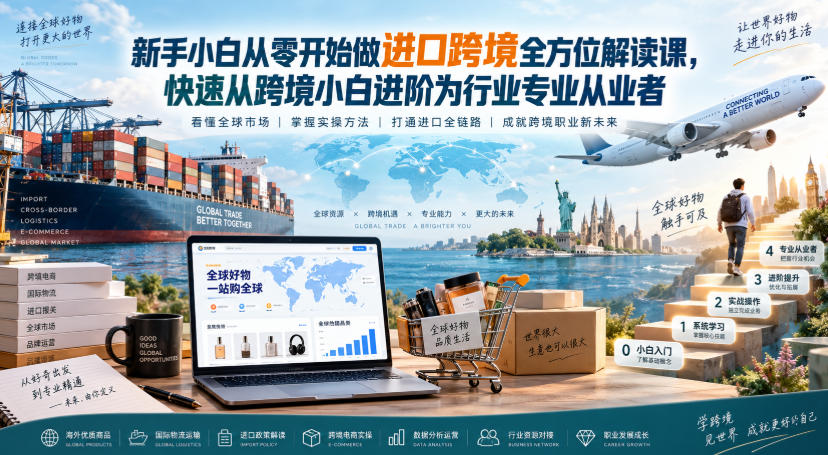 新手小白从零开始做进口跨境全方位解读课，快速从跨境小白进阶为行业专业从业者-智云网