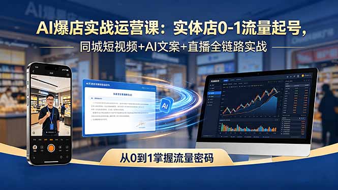 AI爆店实战运营课:实体店0-1流量起号,同城短视频+AI文案+直播全链路实战-智云网