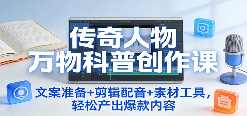 图片[1]-传奇人物万物科普创作课：文案准备+剪辑配音+素材工具，轻松产出爆款内容-智云网
