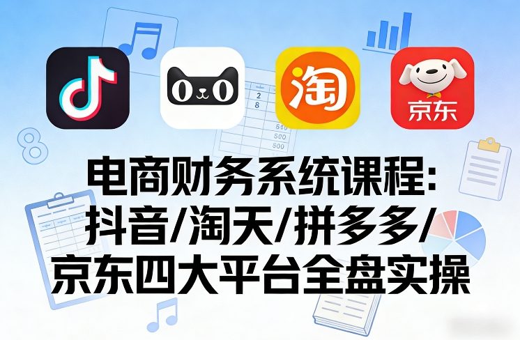 电商财务系统课程，覆盖抖音、淘天、拼多多、京东四大主流平台的全盘实操-智云网