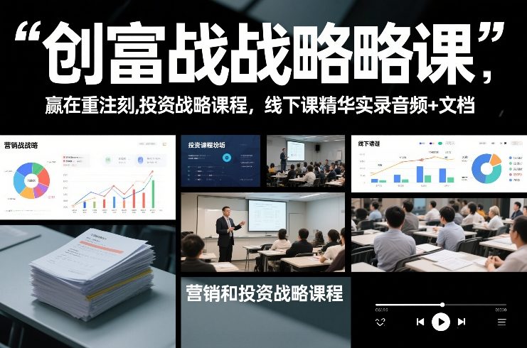 创富战略课,赢在重注时刻,营销和投资战略课程,线下课精华实录音频+文档-智云网