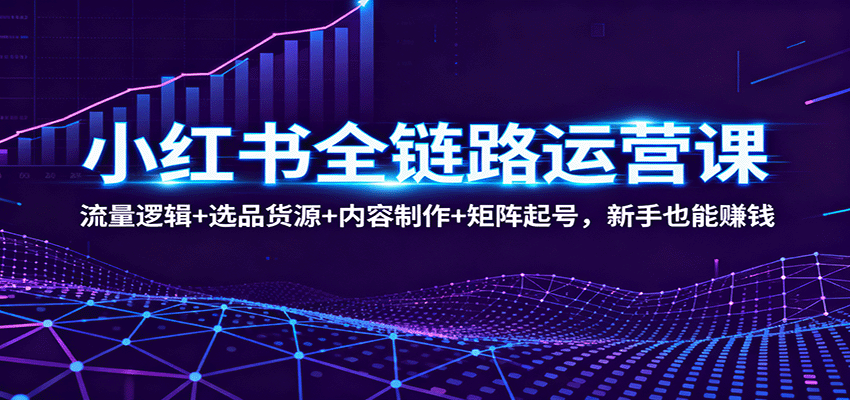 小红书全链路运营课:流量逻辑+选品货源+内容制作+矩阵起号,新手也能赚钱-智云网