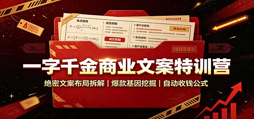 一字千金商业文案特训营：绝密文案布局拆解，爆款基因挖掘，自动收钱公式-智云网