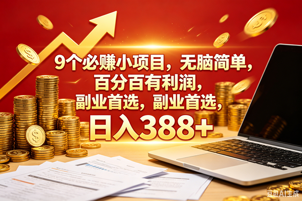 （18597期）9个必赚钱的小项目，百分百赚米，无脑简单，副业首选，日入388+-智云网