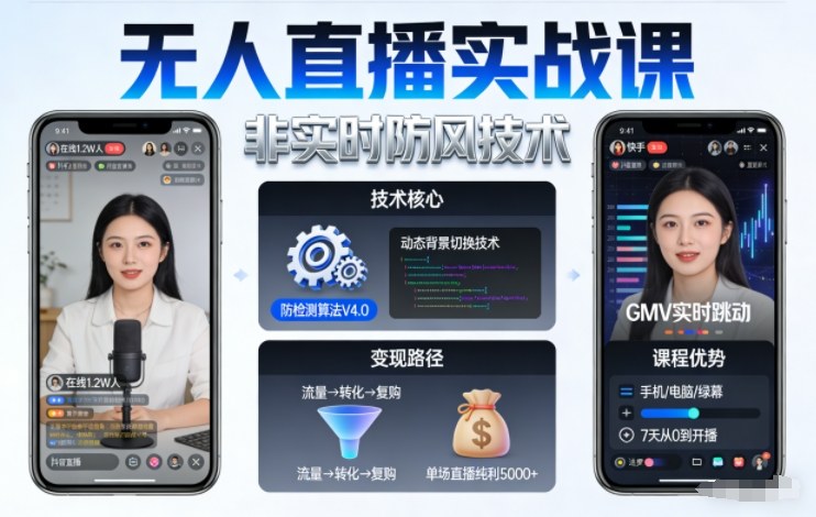 宝子哥无人直播实战课，非实时防风技术，聚焦抖音快手等平台直播带货，轻松开启直播变现之路（更新260908）-智云网