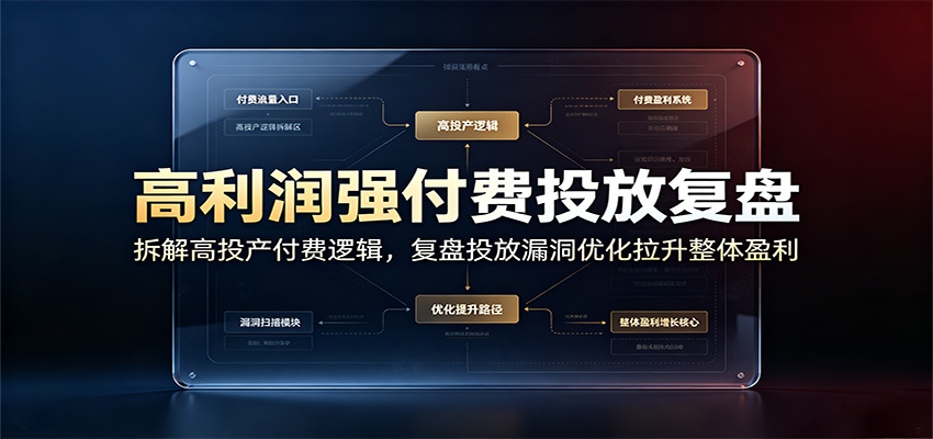 高利润强付费投放复盘:拆解高投产付费逻辑,复盘投放漏洞优化拉升整体盈利-智云网