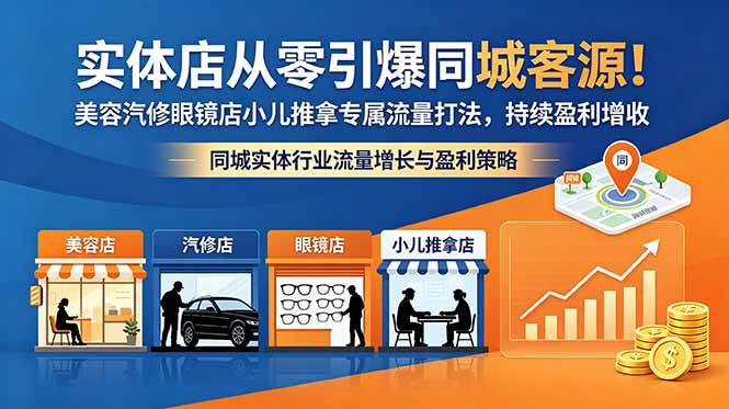 （18592期）实体店从零引爆同城客源！美容汽修眼镜店小儿推拿专属流量打法，持续盈利增收-智云网