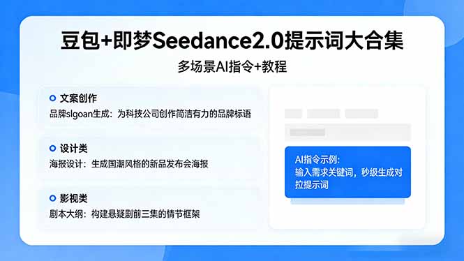 豆包+即梦Seedance2.0提示词大合集：多场景AI指令+教程，解锁文案、设计、影视高效创作-智云网