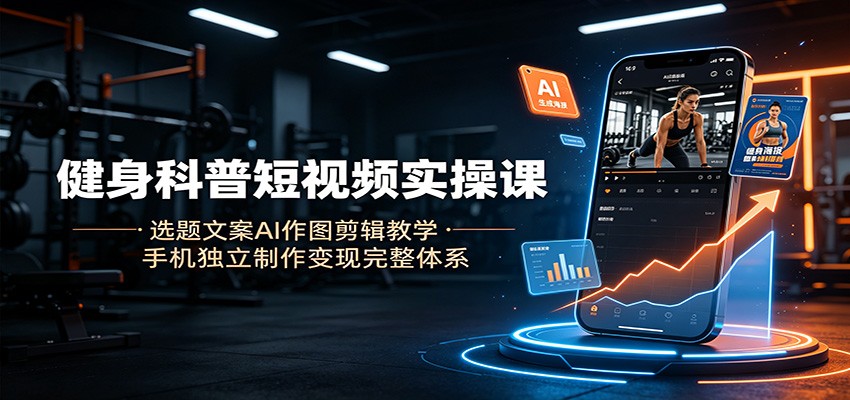 健身科普短视频实操课:选题文案AI作图剪辑教学,手机独立制作变现完整体系-智云网