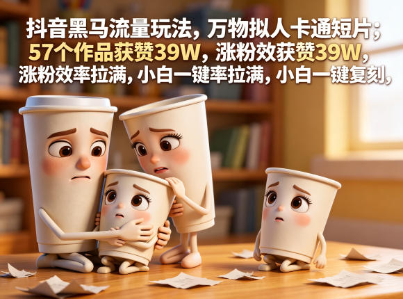 抖音黑马流量玩法，万物拟人卡通短片，57个作品获赞39W，涨粉效率拉满，小白一键复刻，保姆级拆解-智云网