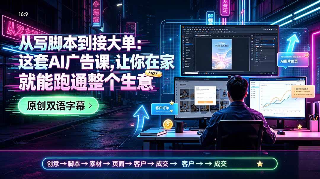 （19318期）从写脚本到接大单：这套AI广告课，让你在家就能跑通整个生意【原创双语字幕】-智云网