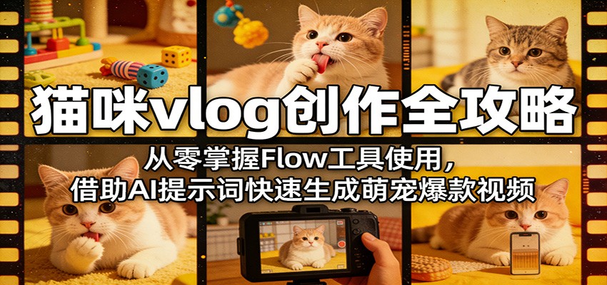 图片[1]-猫咪vlog创作全攻略：从零掌握Flow工具使用，借助AI提示词快速生成萌宠爆款视频-智云网