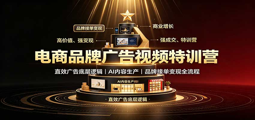 电商品牌广告视频特训:直效广告底层逻辑,AI内容生产,品牌接单变现全流程-智云网