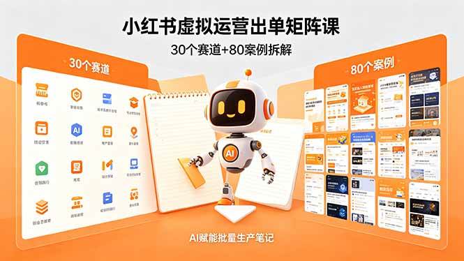 (18342期)小红书虚拟运营出单矩阵课:30个赛道+80案例拆解,AI赋能批量生产笔记 (18342期)小红书虚拟运营出单矩阵课:30个赛道+80案例拆解,AI赋能批量生产笔记