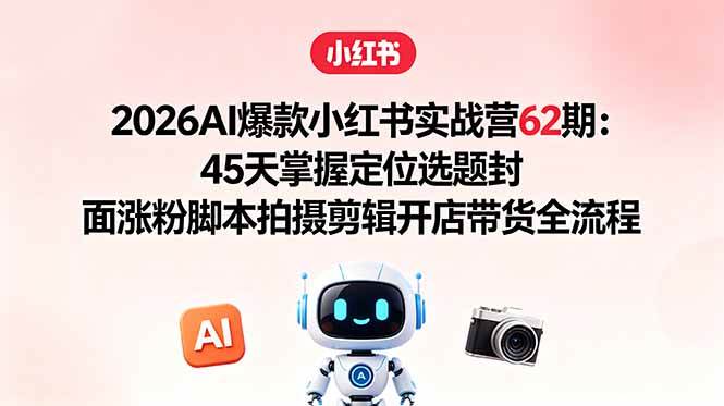 （18606期）2026AI爆款小红书实战营62期：45天掌握定位选题封面涨粉脚本拍摄剪辑开店带货全流程-智云网