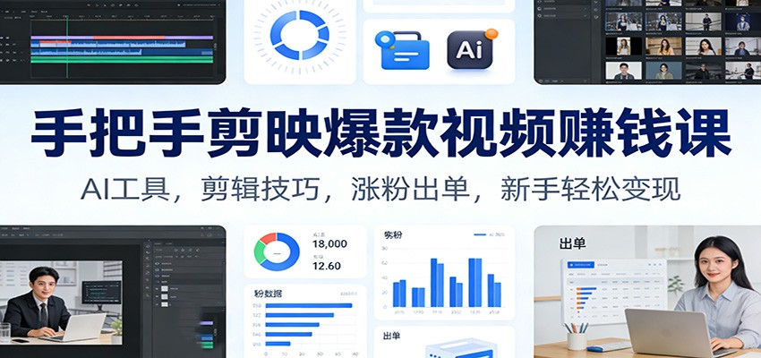 图片[1]-手把手剪映爆款视频赚钱课：AI工具，剪辑技巧，涨粉出单，新手轻松变现-智云网
