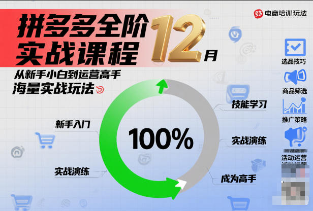 拼多多全阶实战课程12月,从新手小白到运营高手,海量实战玩法-智云网