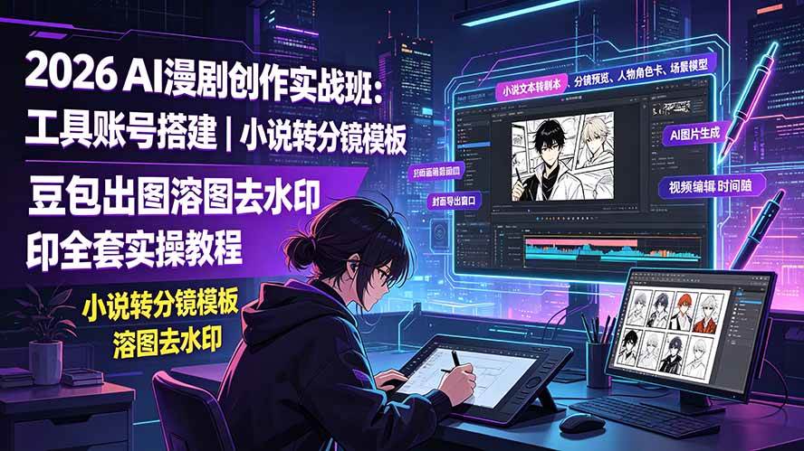 （19433期）2026AI漫剧创作实战班：工具账号搭建｜小说转分镜模板｜豆包出图溶图去水印全套实操教程-智云网