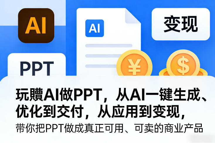 玩賺AI做PPT,从AI一键生成、优化到交付,从应用到变现,带你把PPT做成真正可用、可卖的商业产品(更新0421) 玩賺AI做PPT,从AI一键生成、优化到交付,从应用到变现,带你把PPT做成真正可用、可卖的商业产品(更新0421)
