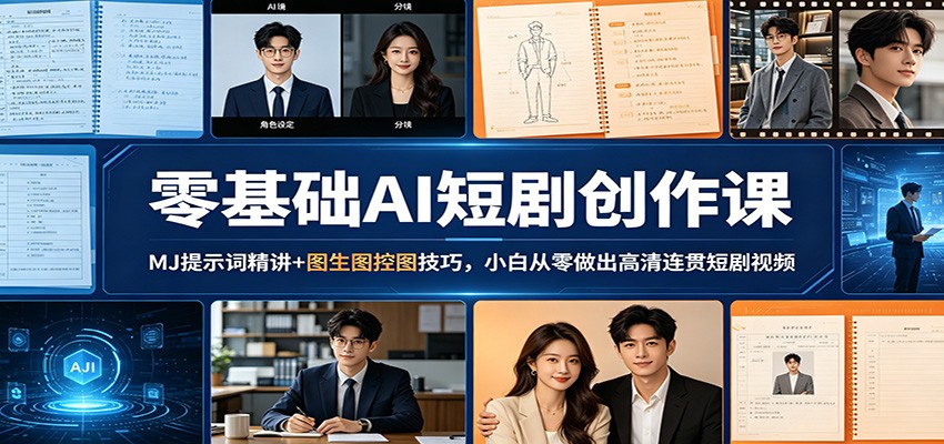零基础AI短剧创作课:MJ提示词精讲+图生图控图技巧,小白从零做出高清连贯短剧视频-智云网
