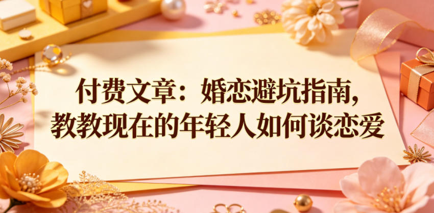 付费文章：婚恋避坑指南，教教现在的年轻人如何谈恋爱-智云网
