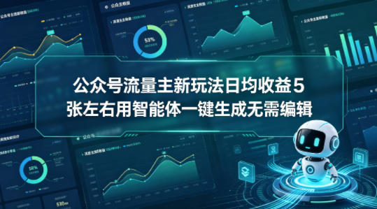 公众号流量主新玩法日均收益5张左右用智能体一键生成无需编辑 公众号流量主新玩法日均收益5张左右用智能体一键生成无需编辑