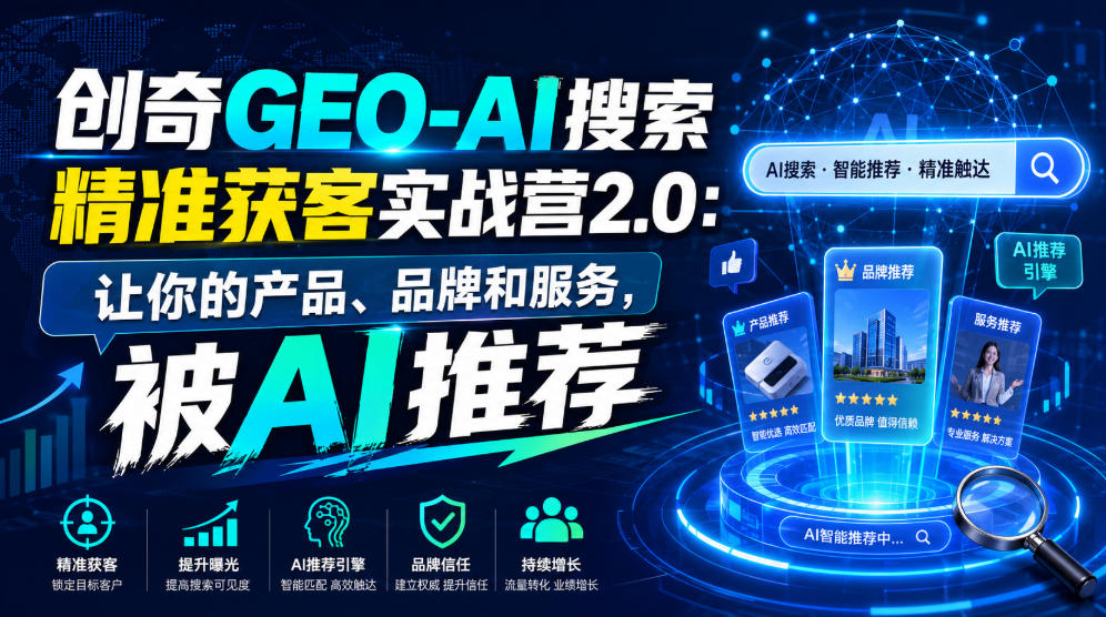 创奇GEO-AI搜索精准获客实战营2.0：让你的产品、品牌和服务，被AI推荐-智云网