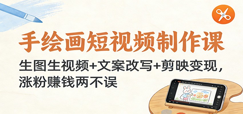 图片[1]-手绘画短视频制作课：生图生视频+文案改写+剪映变现，涨粉赚钱两不误-智云网