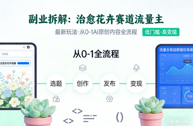副业拆解:治愈花卉赛道流量主最新玩法,从0-1AI原创内容全流程-智云网